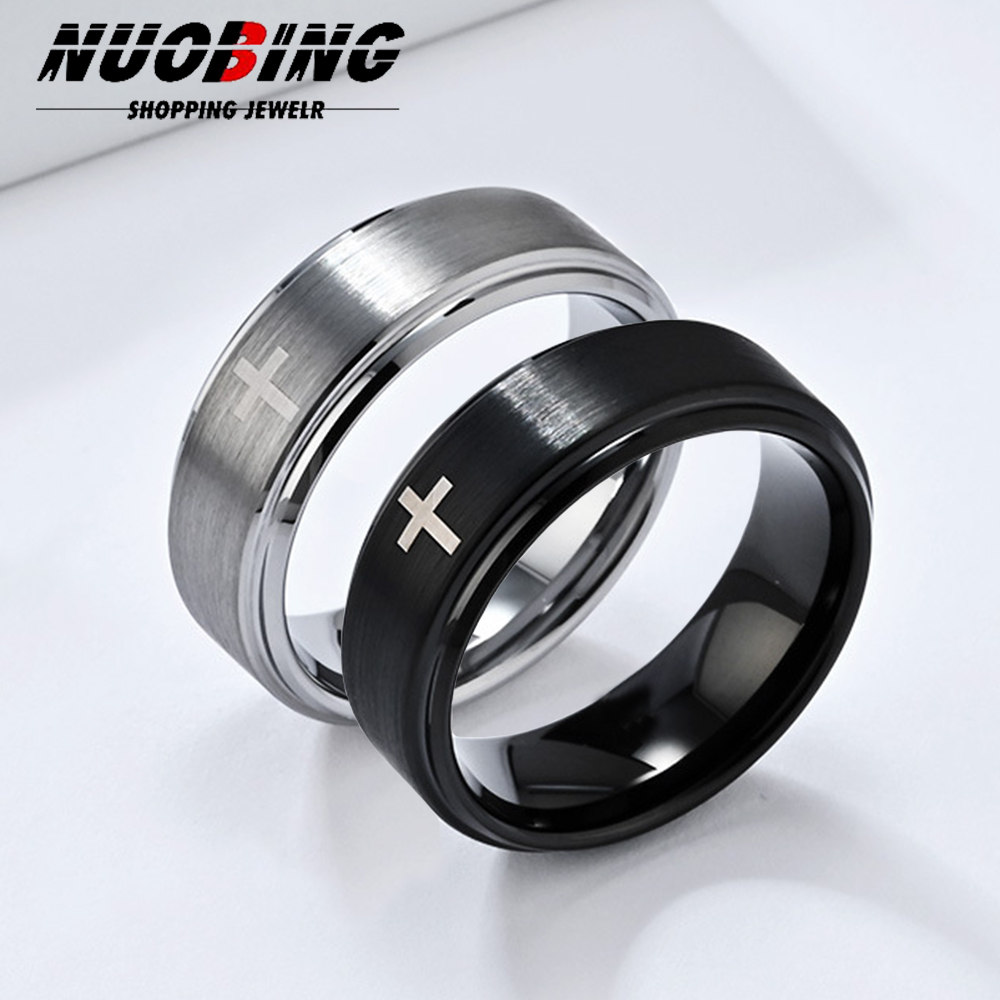 Initial Ring Custom - Retro Titanyum Çelik Hıristiyan İsa Çapraz