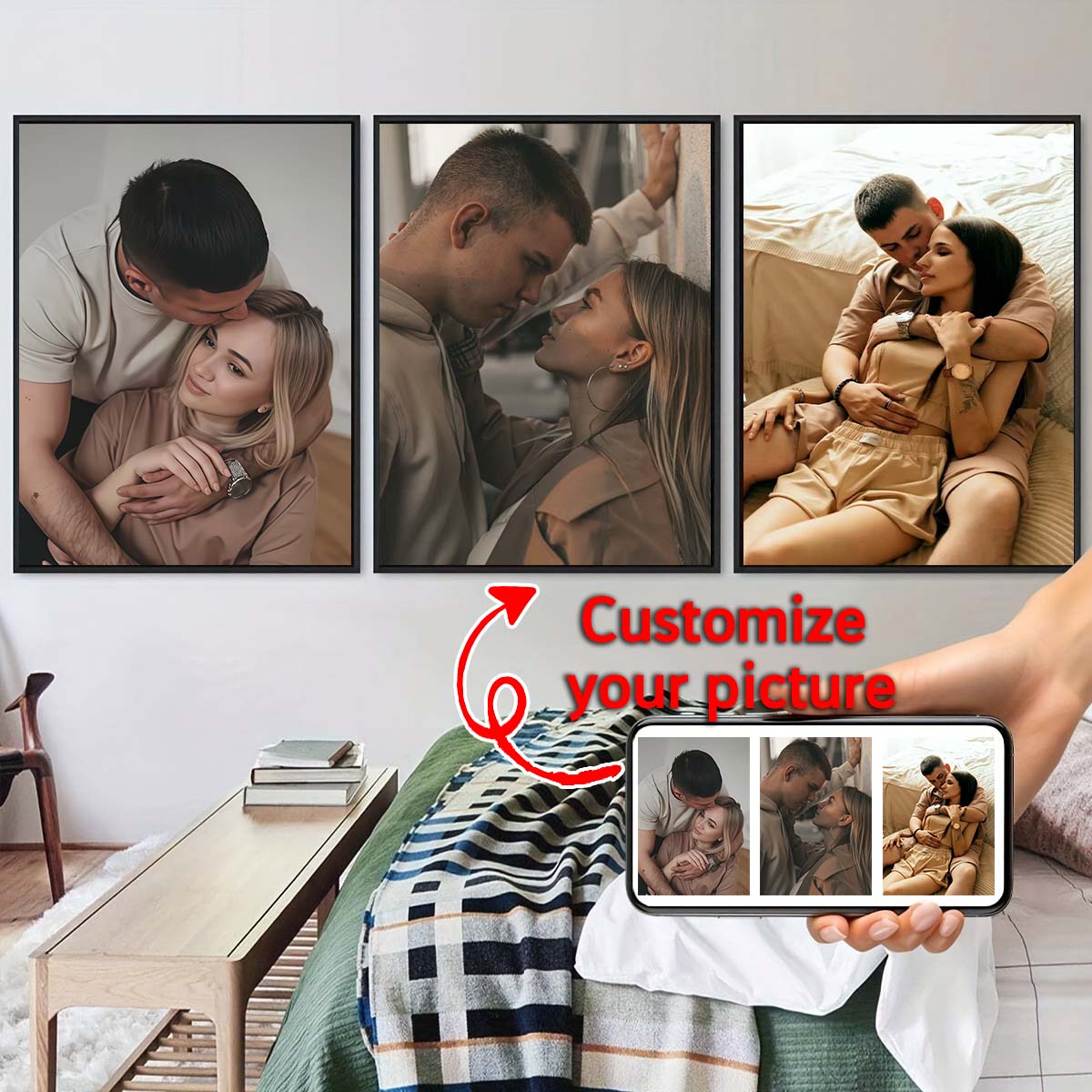Üçlü Tablo - 2D Özel Fotoğraf  - Engraved Wood Frame incelemesi ve fiyatı
