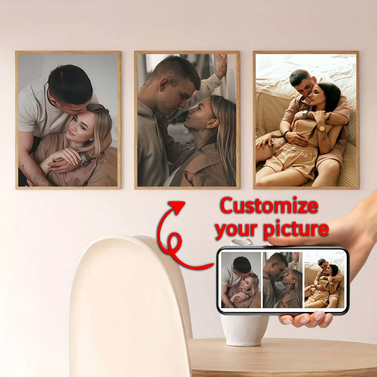 Üçlü Tablo - 2D Özel Fotoğraf  - Engraved Wood Frame incelemesi ve fiyatı